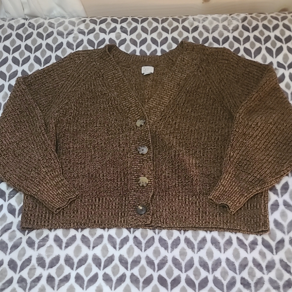 Cropped Oversize Brown Knit Sweater